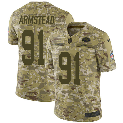 San Francisco 49ers #91 Arik Armstead Camo Men's Stitched Limited 2018 Salute To Service Jersey Men's