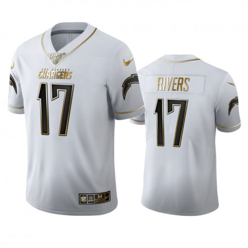 Los Angeles Los Angeles Chargers #17 Philip Rivers Men's White Golden Edition Vapor Limited 100 Jersey Men's