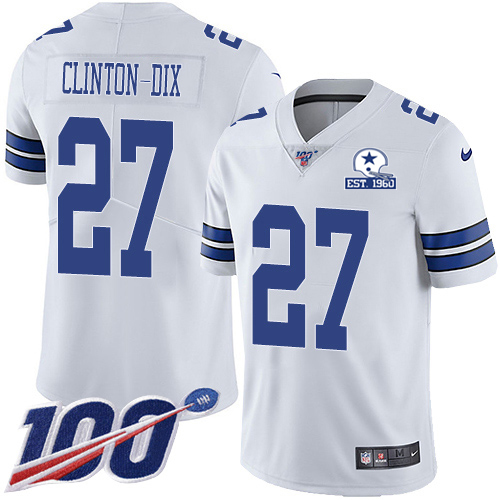Dallas Cowboys #27 Ha Ha Clinton-Dix White Men's Stitched With Established In 1960 Patch 100th Season Vapor Untouchable Limited Jersey Men's
