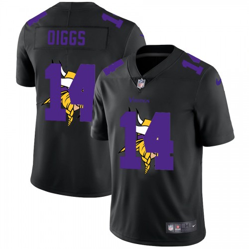 Minnesota Minnesota Vikings #14 Stefon Diggs Men's Team Logo Dual Overlap Limited Jersey Black Men's