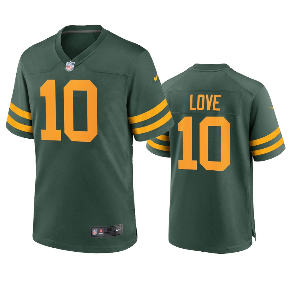 Green Bay Packers #10 Jordan Love Men's Alternate Game Player Jersey - Green