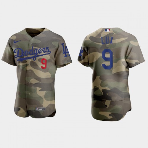 Los Angeles Los Angeles Dodgers #9 Gavin Lux Men's 2021 Armed Forces Day Authentic Jersey -Camo Men's
