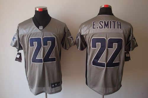 Cowboys #22 Emmitt Smith Grey Shadow Men's Stitched Elite Jersey