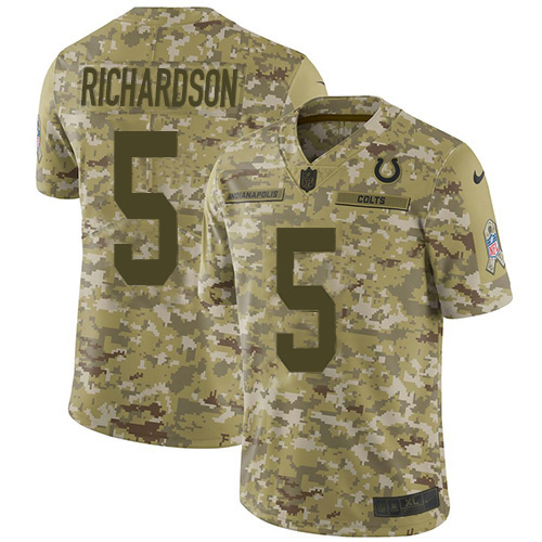 Colts #5 Anthony Richardson Camo Youth Stitched Limited 2018 Salute To Service Jersey