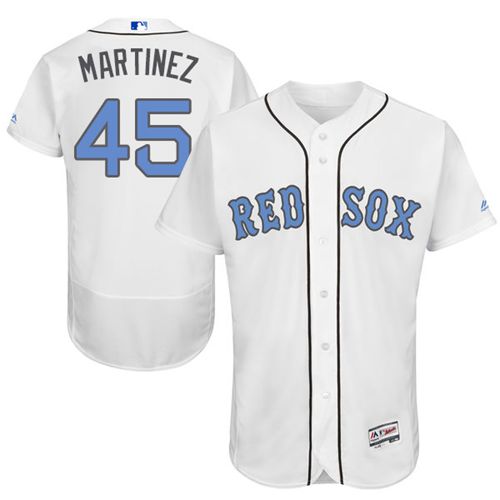 Boston Red Sox #45 Pedro Martinez White Flexbase Authentic Collection Father's Day Stitched Jersey Men's