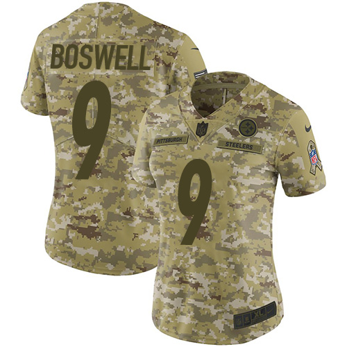 Pittsburgh Steelers #9 Chris Boswell Camo Women's Stitched Limited 2018 Salute to Service Jersey Womens