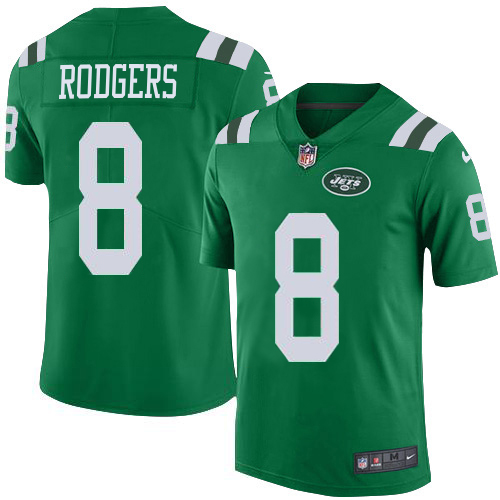 Jets #8 Aaron Rodgers Green Youth Stitched Elite Rush Jersey