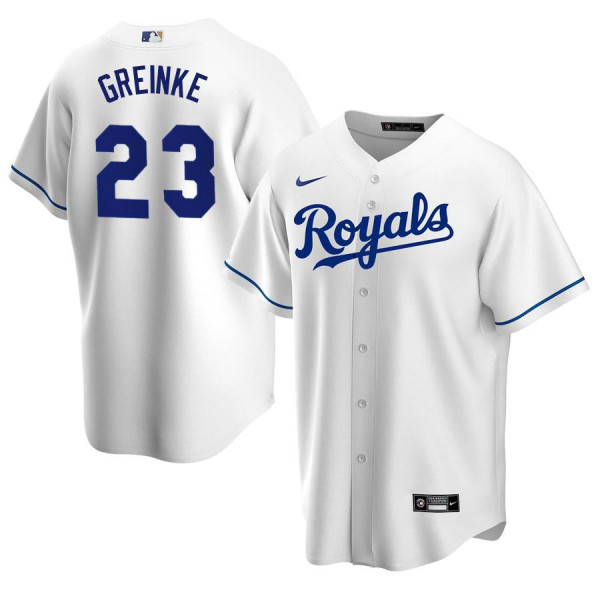 Men's Youth Women's Kansas City Royals 23 Replica 2020 White Home Zack Greinke Jersey