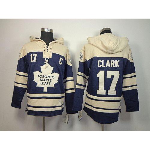 Maple Toronto Maple Leafs #17 Wendel Clark Blue Sawyer Hooded Sweatshirt Stitched Jersey Men's