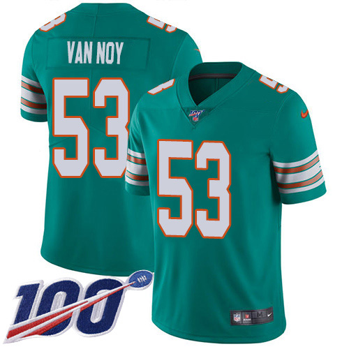 Miami Dolphins #53 Kyle Van Noy Aqua Green Alternate Men's Stitched 100th Season Vapor Untouchable Limited Jersey Men's