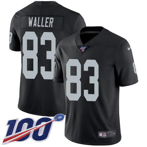 Raiders #83 Darren Waller Black Team Color Youth Stitched 100th Season Vapor Limited Jersey