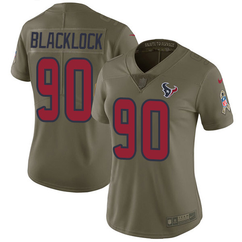 Houston Texans #90 Ross Blacklock Olive Women's Stitched Limited 2017 Salute To Service Jersey Womens