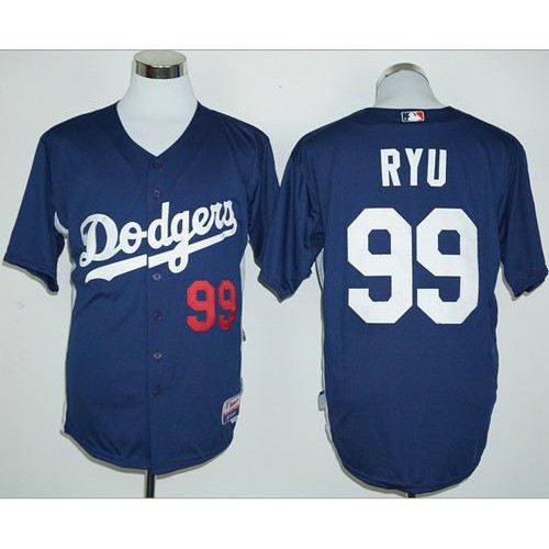 Los Angeles Dodgers #99 Hyun-Jin Ryu Navy Blue Cooperstown Stitched Jersey Men's