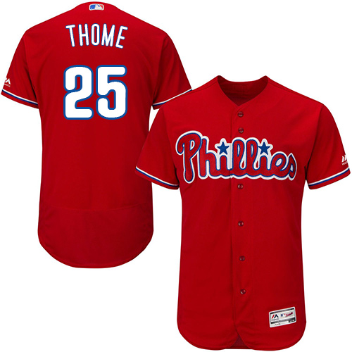 Philadelphia Phillies #25 Jim Thome Red Flexbase Authentic Collection Stitched Jersey Men's