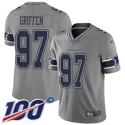 Dallas Cowboys #97 Everson Griffen Gray Men's Stitched Limited Inverted Legend 100th Season Jersey Men's