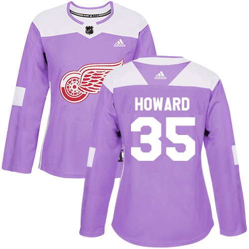 Adidas Detroit Red Wings #35 Jimmy Howard Purple Authentic Fights Cancer Women's Stitched Jersey Womens