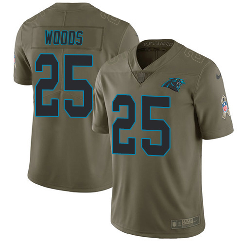 Panthers #25 Xavier Woods Olive Men's Stitched Limited 2017 Salute To Service Jersey