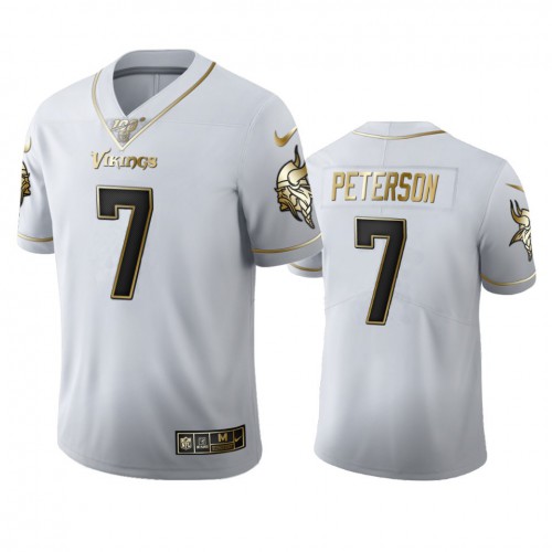 Minnesota Minnesota Vikings #7 Patrick Peterson Men's White Golden Edition Vapor Limited 100 Jersey Men's