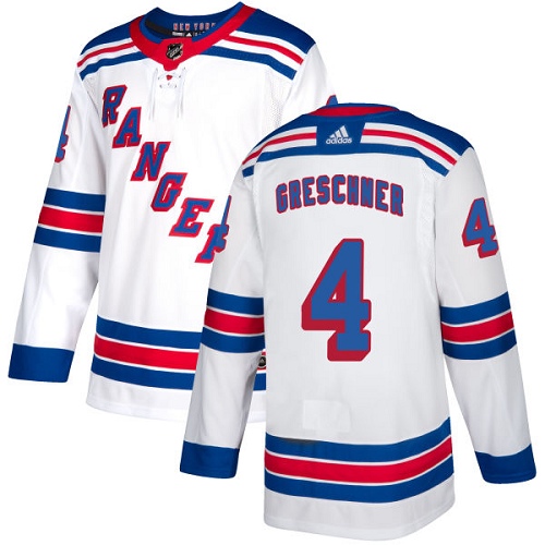 Adidas New York Rangers #4 Ron Greschner White Away Authentic Stitched Jersey Men's