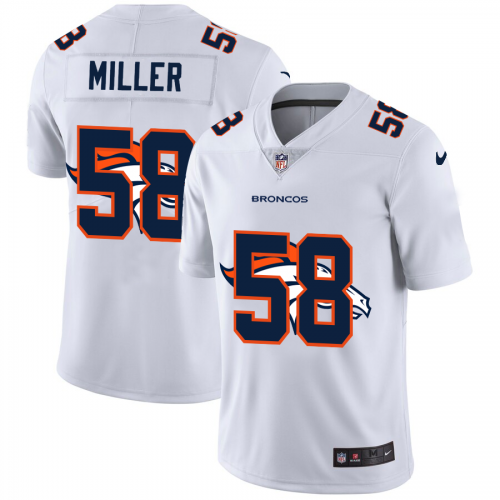 Denver Denver Broncos #58 Von Miller White Men's Team Logo Dual Overlap Limited Jersey Men's