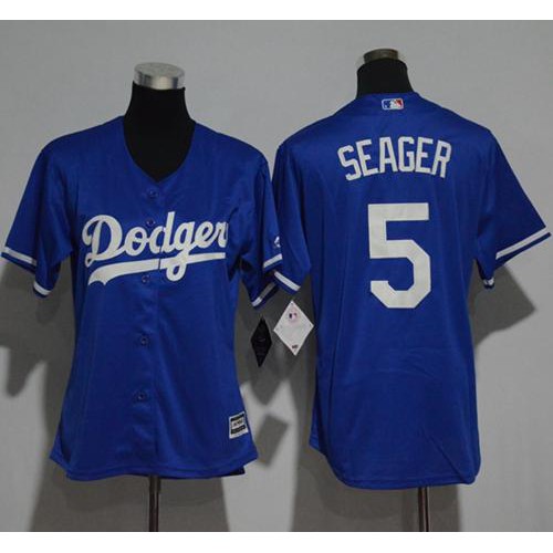 Los Angeles Dodgers #5 Corey Seager Blue Alternate Women's Stitched Jersey Womens
