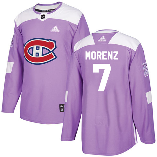 Adidas Montreal Canadiens #7 Howie Morenz Purple Authentic Fights Cancer Stitched Jersey Men's