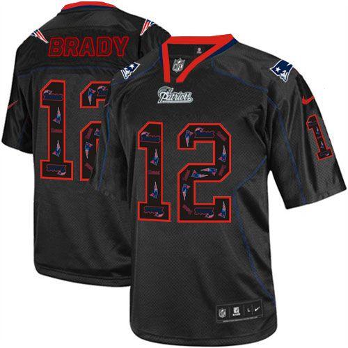 Patriots #12 Tom Brady New Lights Out Black Men's Stitched Elite Jersey