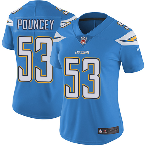 Los Angeles Chargers #53 Mike Pouncey Electric Blue Alternate Women's Stitched Vapor Untouchable Limited Jersey Womens