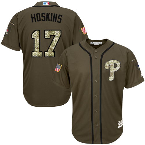Philadelphia Phillies #17 Rhys Hoskins Green Salute to Service Stitched Jersey Men's