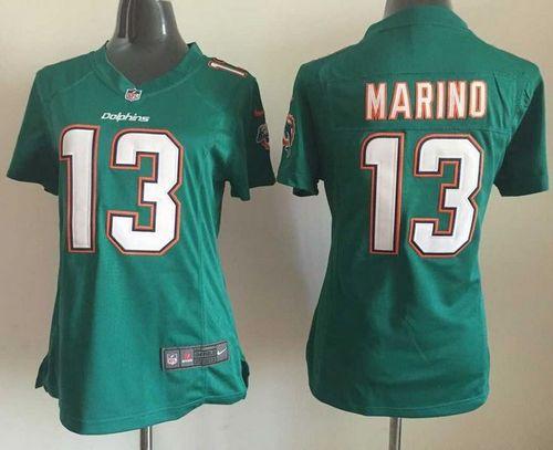 Dolphins #13 Dan Marino Aqua Green Team Color Women's Stitched Elite Jersey