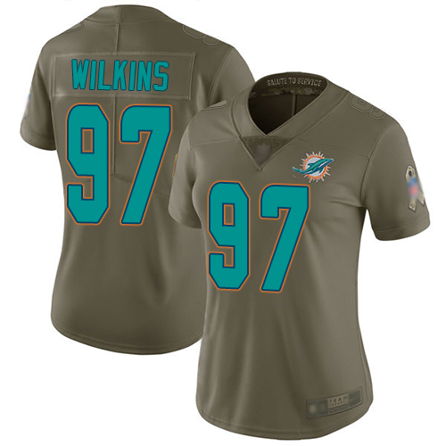 Miami Dolphins #97 Christian Wilkins Olive Women's Stitched Limited 2017 Salute to Service Jersey Womens