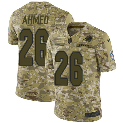 Miami Dolphins #26 Salvon Ahmed Camo Men's Stitched Limited 2018 Salute To Service Jersey Men's