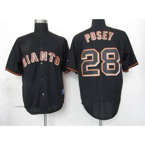 San Francisco Giants #28 Buster Posey Black Fashion Stitched Jersey Men's
