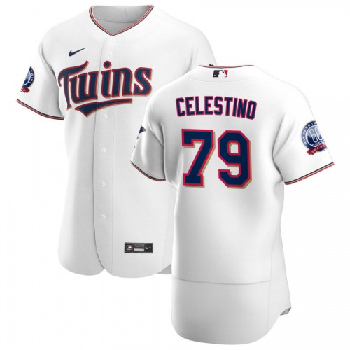 Minnesota Minnesota Twins #79 Gilberto Celestino Men's White Home 2020 60th Season Authentic Team Jersey Men's