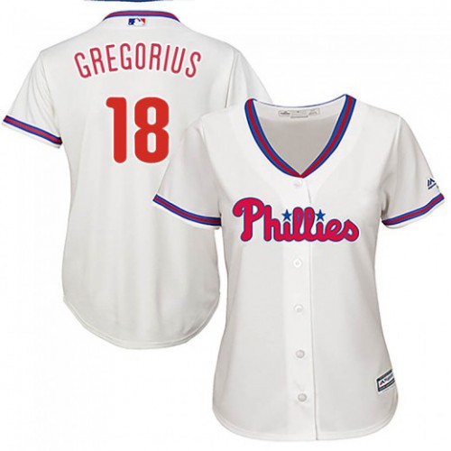 Philadelphia Phillies #18 Didi Gregorius Cream Alternate Women's Stitched Jersey Womens