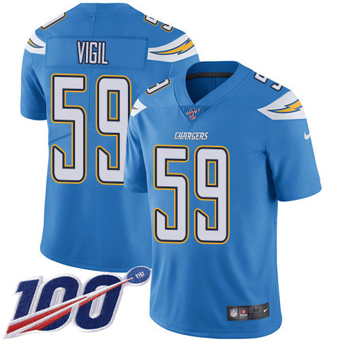 Los Angeles Chargers #59 Nick Vigil Electric Blue Alternate Youth Stitched 100th Season Vapor Untouchable Limited Jersey Youth