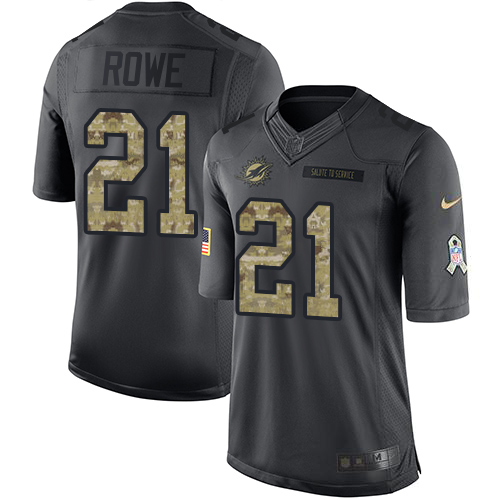 Miami Dolphins #21 Eric Rowe Black Men's Stitched Limited 2016 Salute to Service Jersey Men's