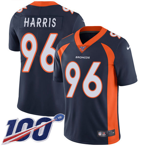 Denver Broncos #96 Shelby Harris Navy Blue Alternate Men's Stitched 100th Season Vapor Untouchable Limited Jersey Men's