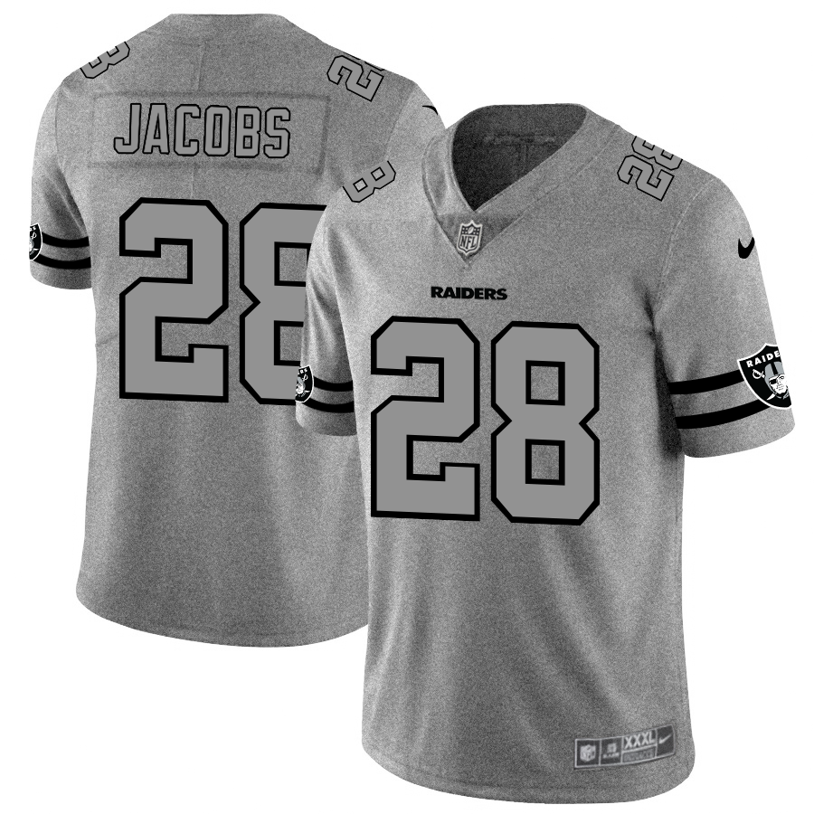 Las Vegas Raiders #28 Josh Jacobs Men's Gray Gridiron II Vapor Untouchable Limited Jersey