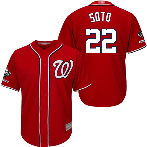 Washington Nationals #22 Juan Soto Red Cool Base 2019 World Series Champions Stitched Youth Jersey Youth