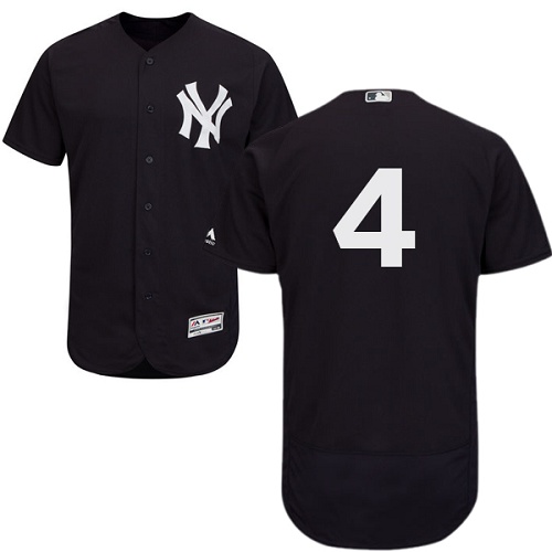 New York Yankees #4 Lou Gehrig Navy Blue Flexbase Authentic Collection Stitched Jersey Men's