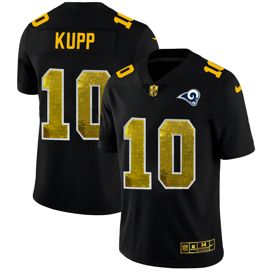 Los Angeles Rams #10 Cooper Kupp Men's Black Golden Sequin Vapor Limited Jersey