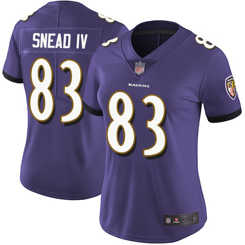 Baltimore Ravens #83 Willie Snead IV Purple Team Color Women's Stitched Vapor Untouchable Limited Jersey Womens