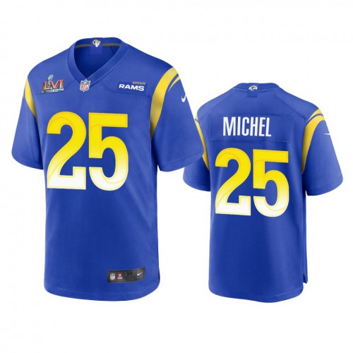 Los Angeles Los Angeles Rams #25 Sony Michel Men's Super Bowl LVI Patch Game Jersey - Royal Men's
