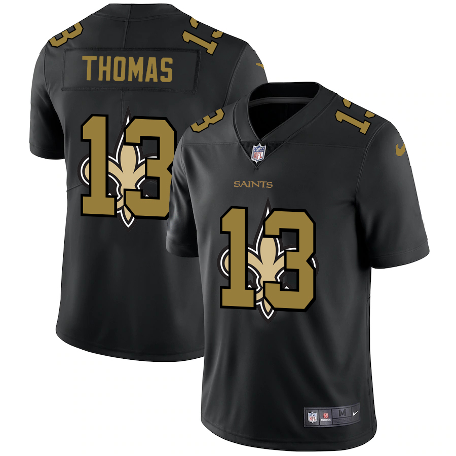 New Orleans Saints #13 Michael Thomas Men's Team Logo Dual Overlap Limited Jersey Black