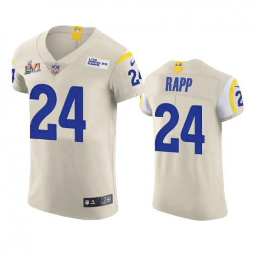Los Angeles Los Angeles Rams #24 Taylor Rapp Men's Super Bowl LVI Patch Vapor Elite Player Jersey - Bone Men's