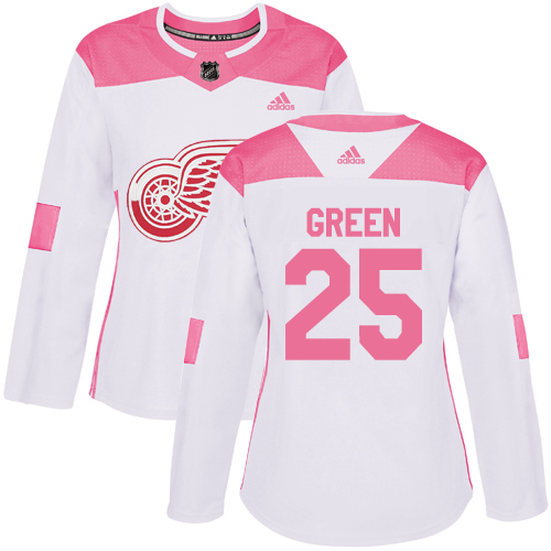 Adidas Detroit Red Wings #25 Mike Green White/Pink Authentic Fashion Women's Stitched Jersey Womens