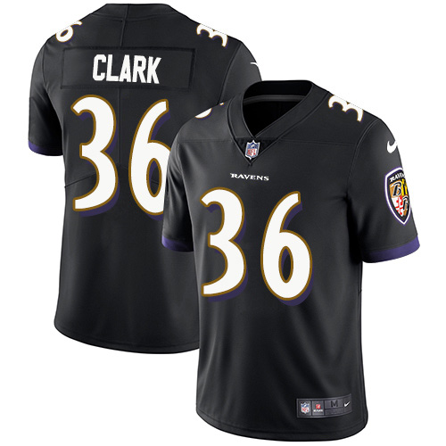 Baltimore Ravens #36 Chuck Clark Black Alternate Men's Stitched Vapor Untouchable Limited Jersey Men's
