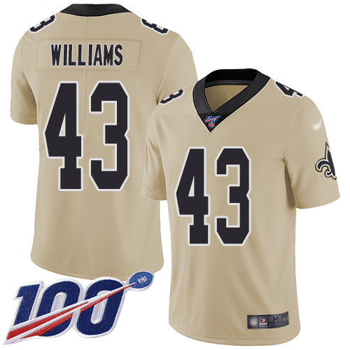 New Orleans Saints #43 Marcus Williams Gold Men's Stitched Limited Inverted Legend 100th Season Jersey Men's