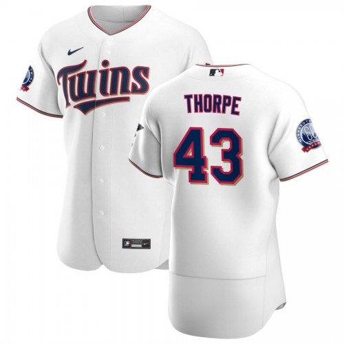 Minnesota Minnesota Twins #43 Lewis Thorpe Men's White Home 2020 60th Season Authentic Team Jersey Men's